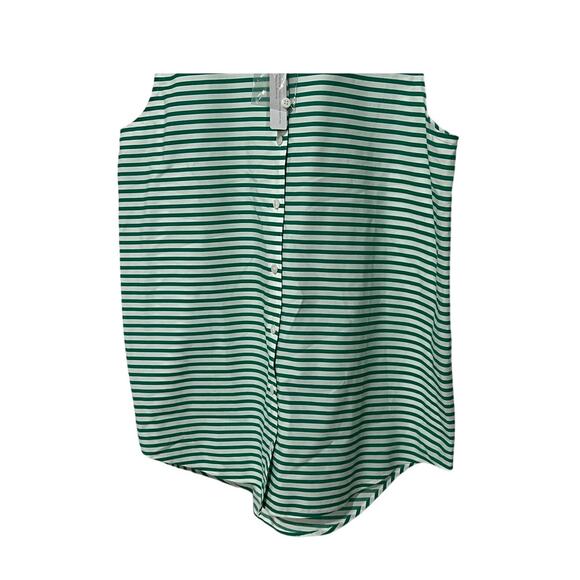 CHICOS TOP WOMENS 2 US 12/14 BUTTON UP TUNIC BLOUSE STRIPE GREEN OLD STOCK NWT - Picture 5 of 12